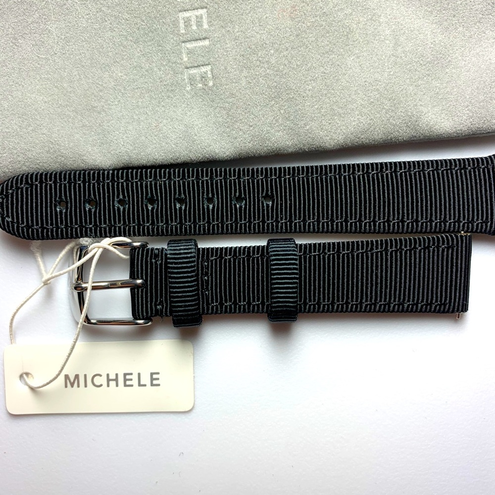NWT Michele 16 Grosgrain Black Watch Band